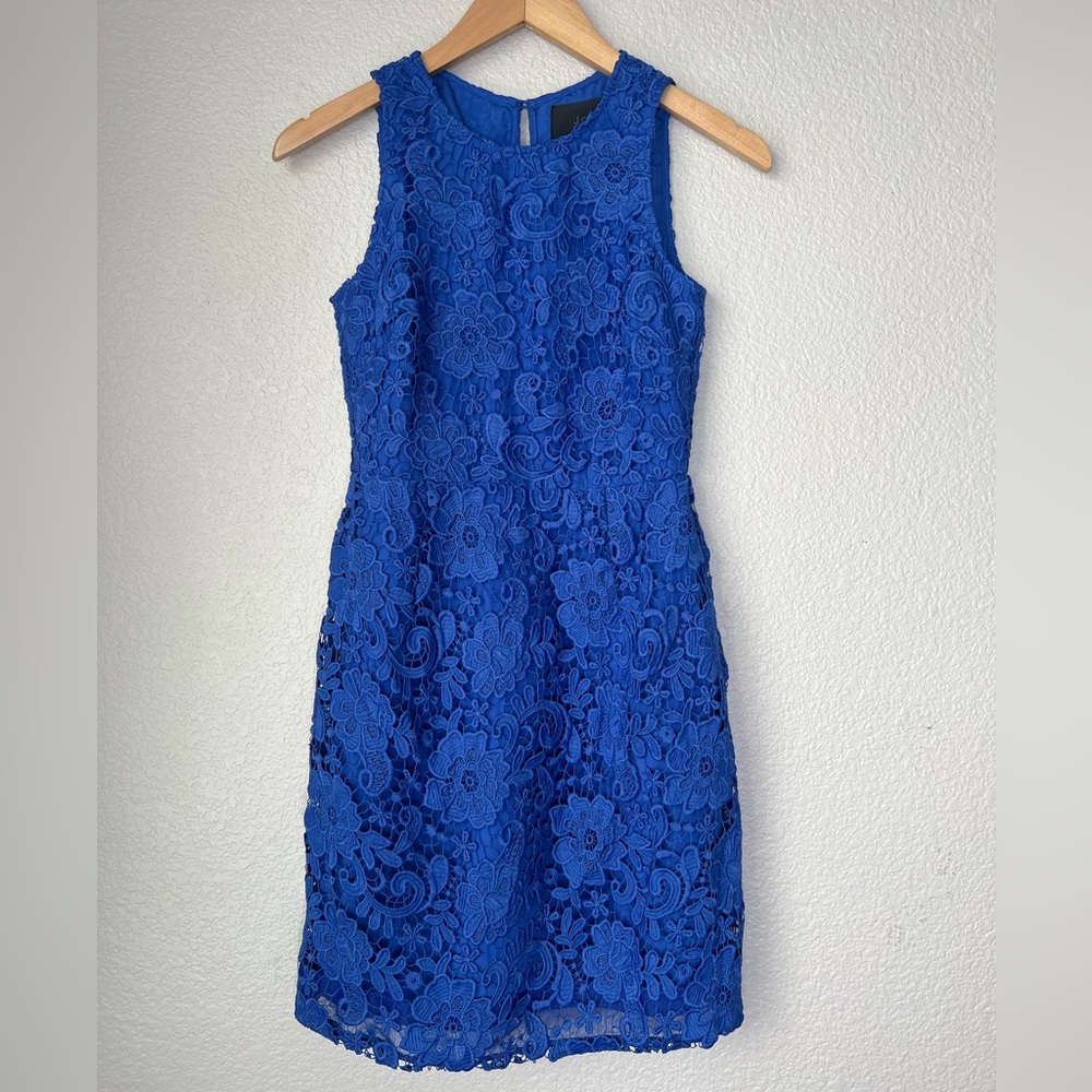 NWT J Crew Sapphire Floral Lace Sheath Dress, 0